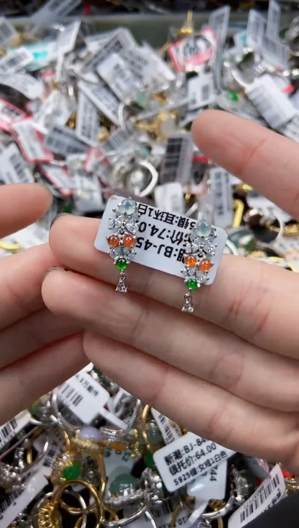 翡翠戒指银S925镶嵌5555----6