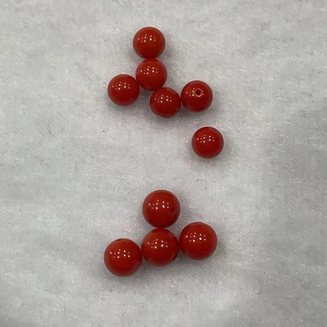 纯天然红珊瑚圆珠10颗