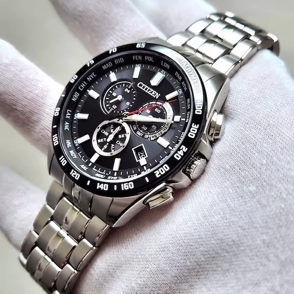 Citizen/西铁城香港直邮黑盘时尚光动能电波男表CB5874-90E