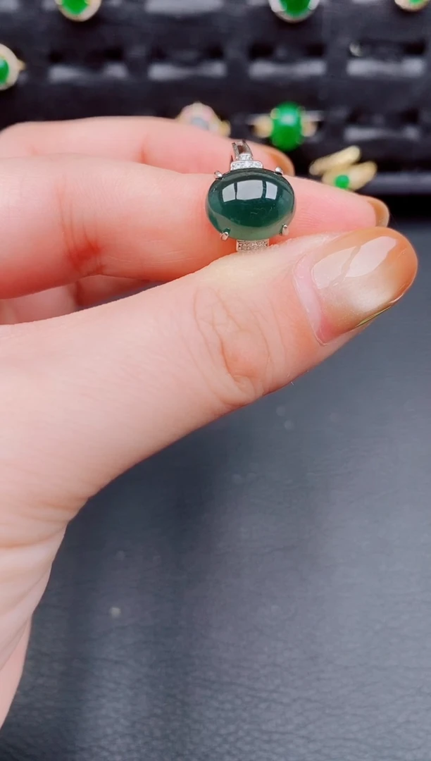 【闪购商品】翡翠戒指银S925镶嵌天然a货翡翠297