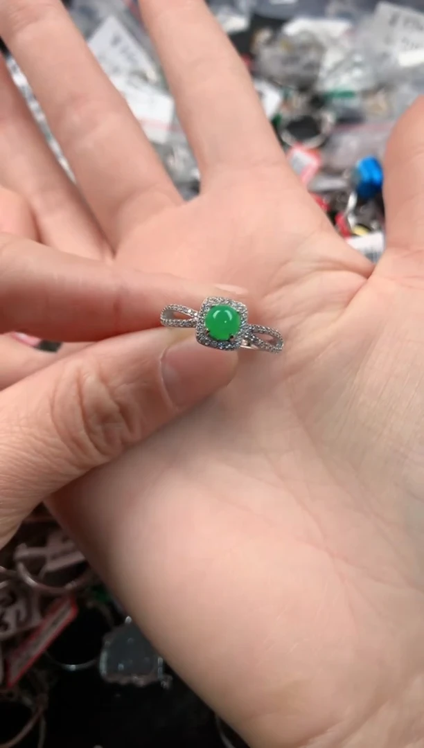 银S925镶嵌戒指翡翠2             6