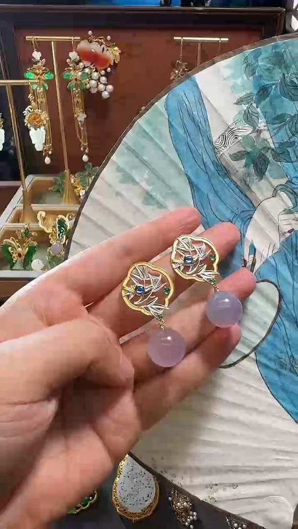 玛瑙/玉髓耳饰银S925镶嵌耳饰