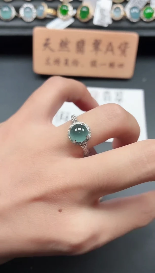 银S925镶嵌戒指翡翠11