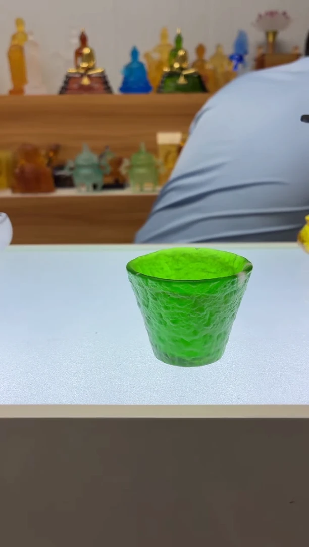 琉璃手工艺品混烧琉璃茶杯绿色