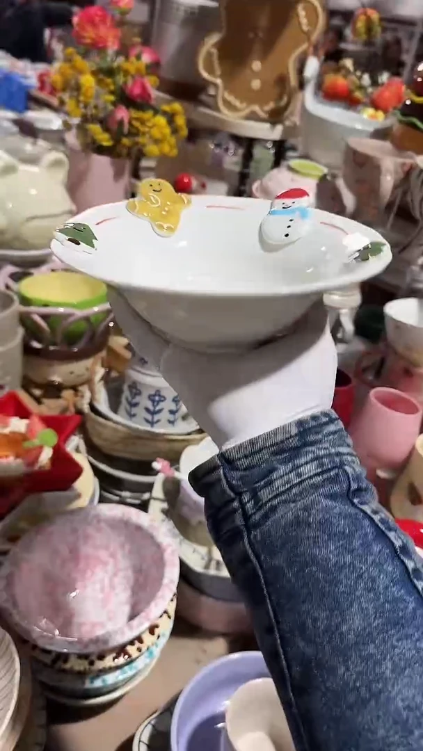 陶瓷姜饼人斗笠碗 微瑕凑满20元包邮