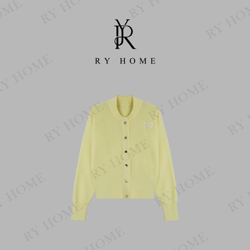 【容雨RYHOME】刺绣标V领针织开衫M2343