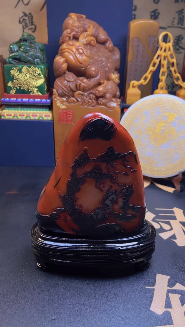 【闪购商品】寿山石印石乌鸦皮红田随形摆件