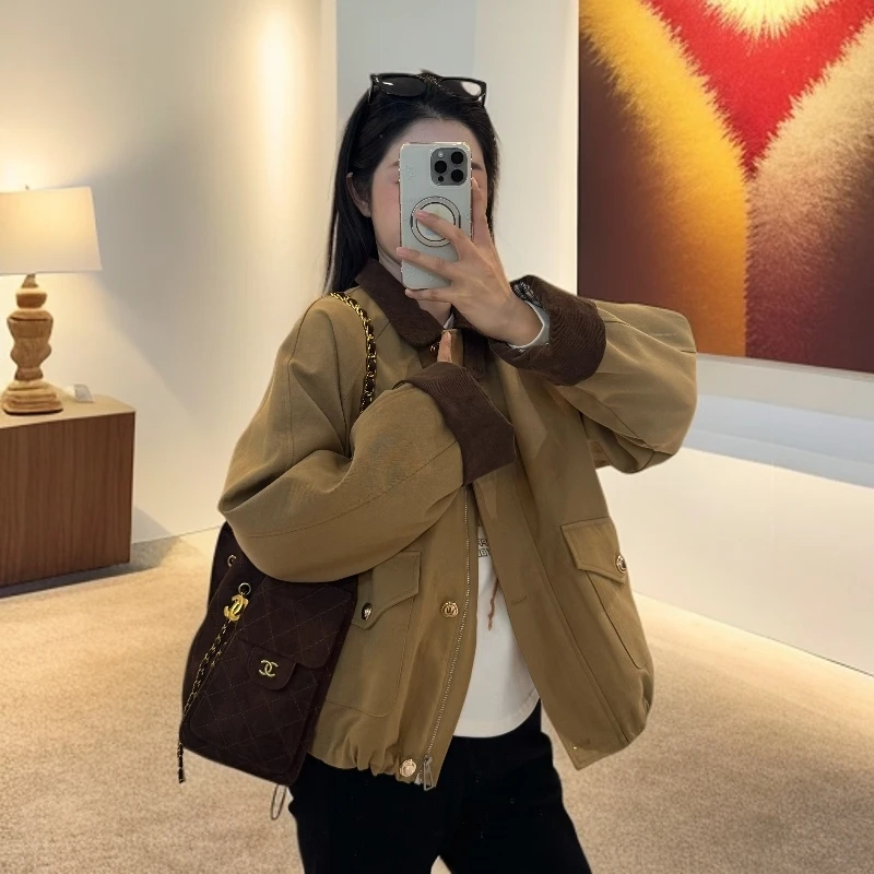 宿慕秋冬新款露丝同款加棉百搭外套复古宽松夹棉衣65118小雨女装