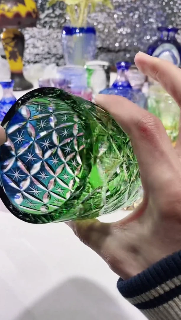 【闪购商品】水晶玻璃无手柄款蓝绿七宝738