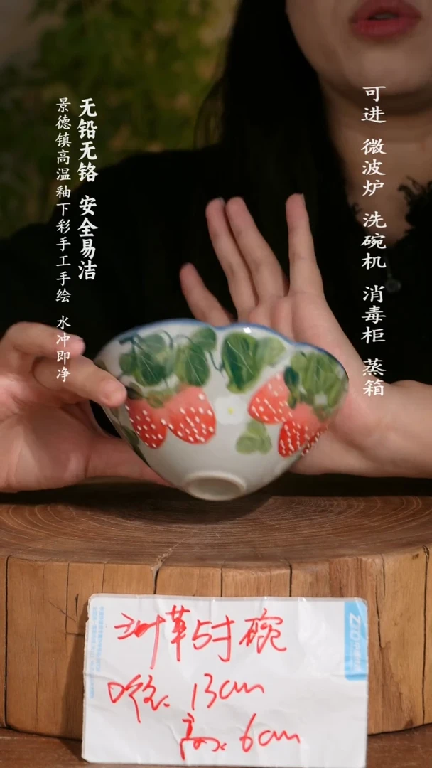 碗陶瓷景德镇高温瓷釉下彩手绘陶瓷