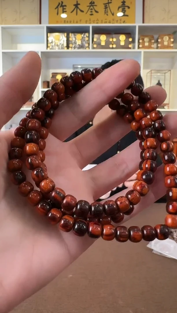 檀香紫檀（小叶紫檀）琴料  6*7老型  长串108 花纹默认发货