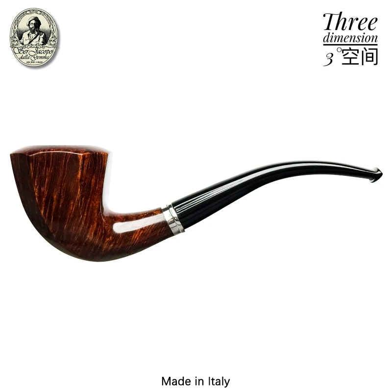 Ser Jacopo意大利进口贾克波深色多面体光面L1弯式手工石楠木烟斗