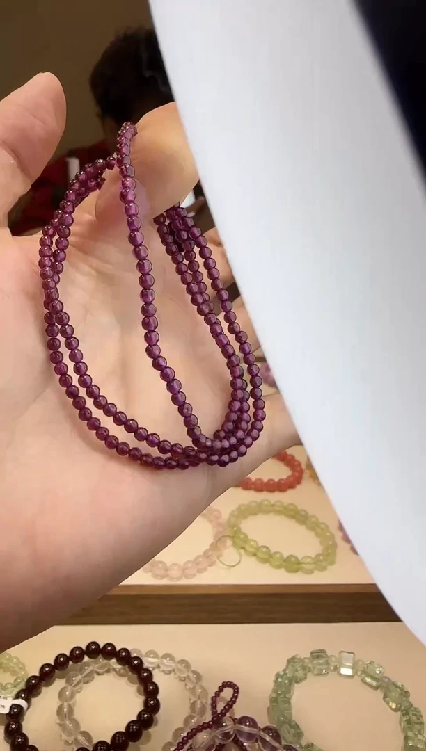 【闪购商品】石榴石（紫牙乌）手链未镶嵌紫牙乌石榴石三圈