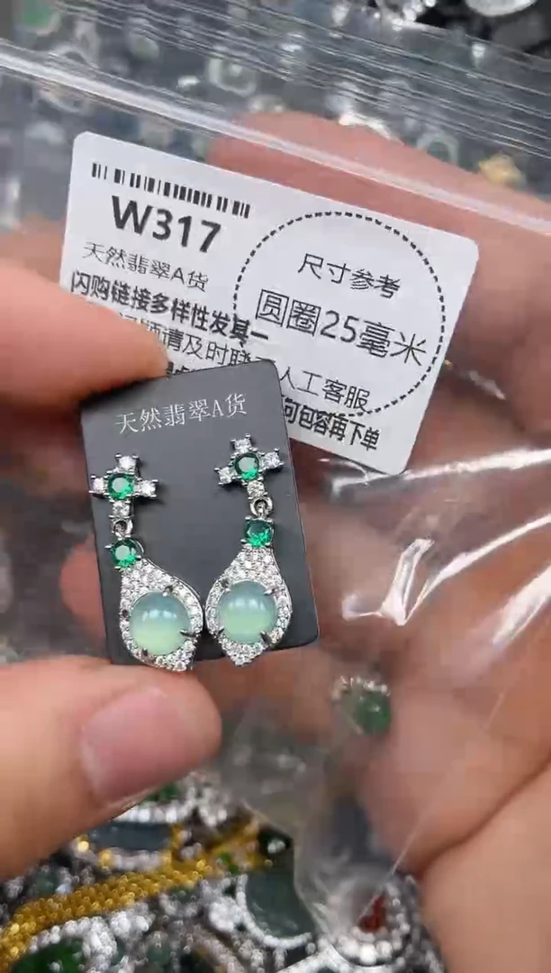 颈饰未镶嵌翡翠W317耳钉
