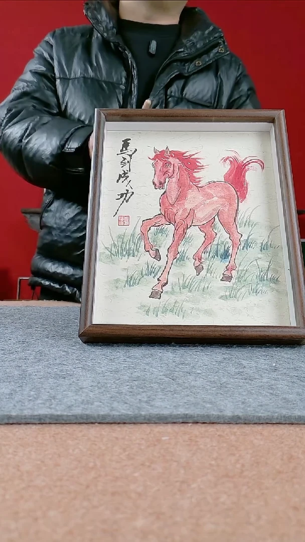 国画纯手写纯手绘-带框23*28
