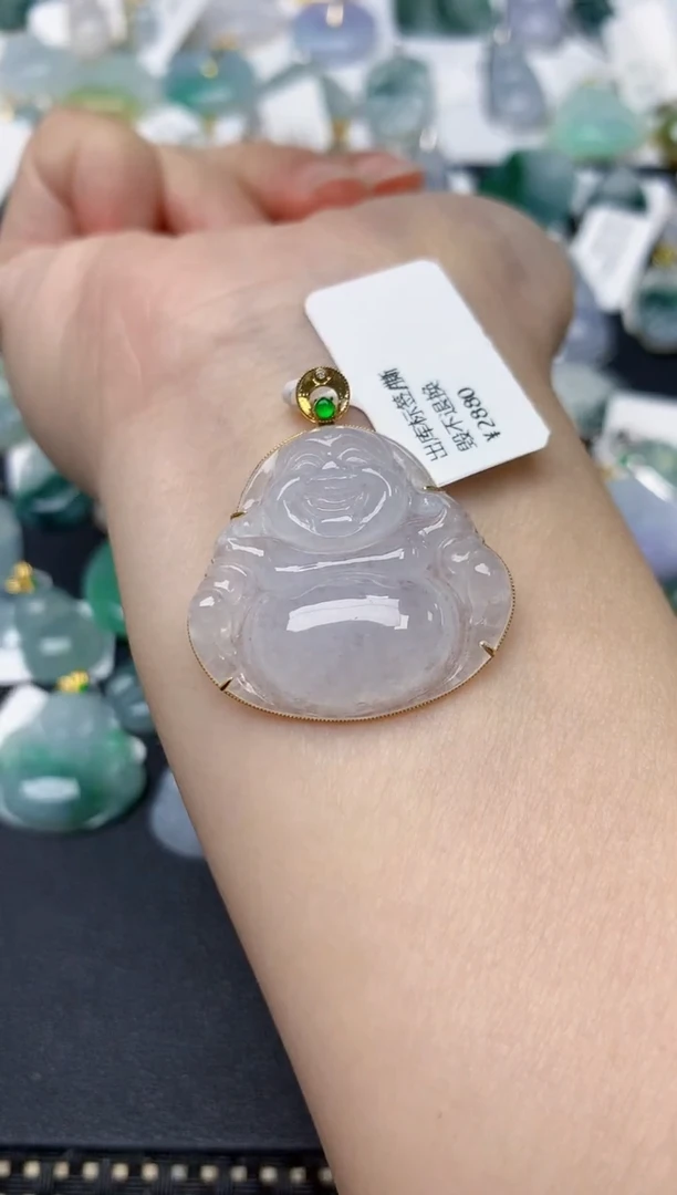 颈饰18K金镶嵌翡翠天然缅甸A货翡翠