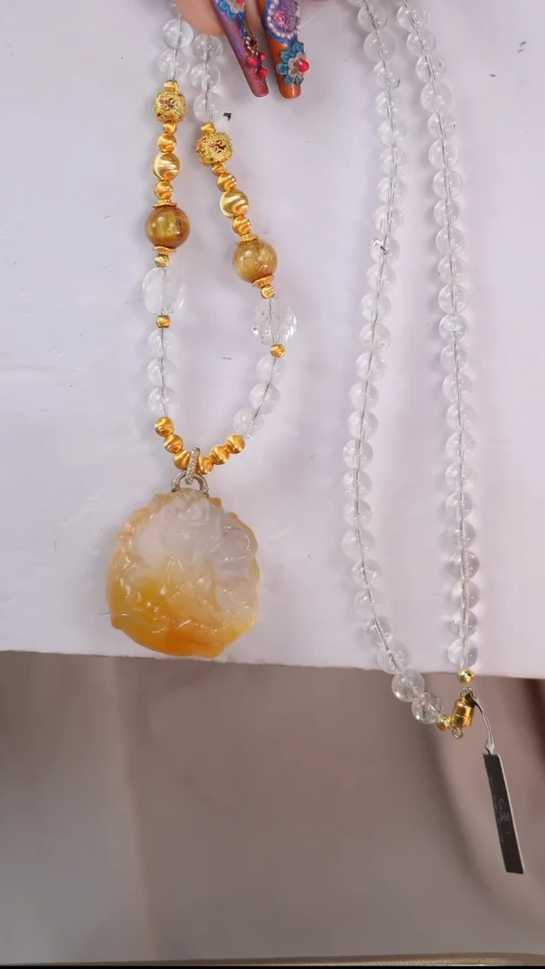 【闪购商品】水晶项链未镶嵌E797C 黄兔毛五x项链