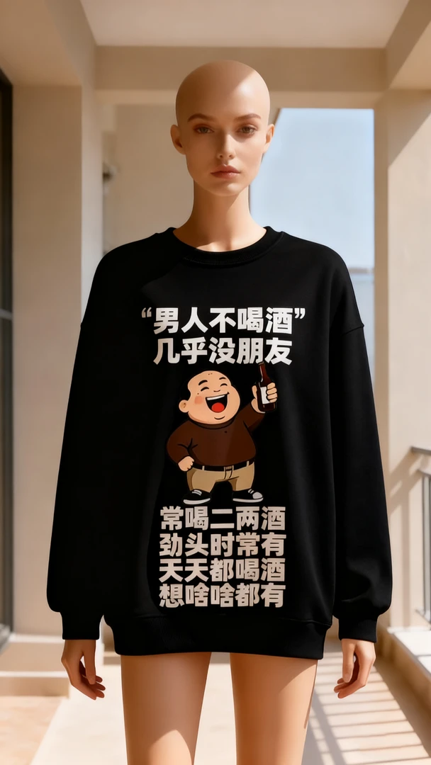 2025男人不喝酒几乎没朋友男女同款 秋冬款加绒个性搞笑幽默卫衣