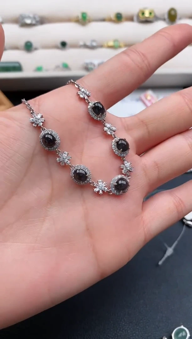 银S925镶嵌戒指翡翠缅甸天然A货翡翠33  1-3