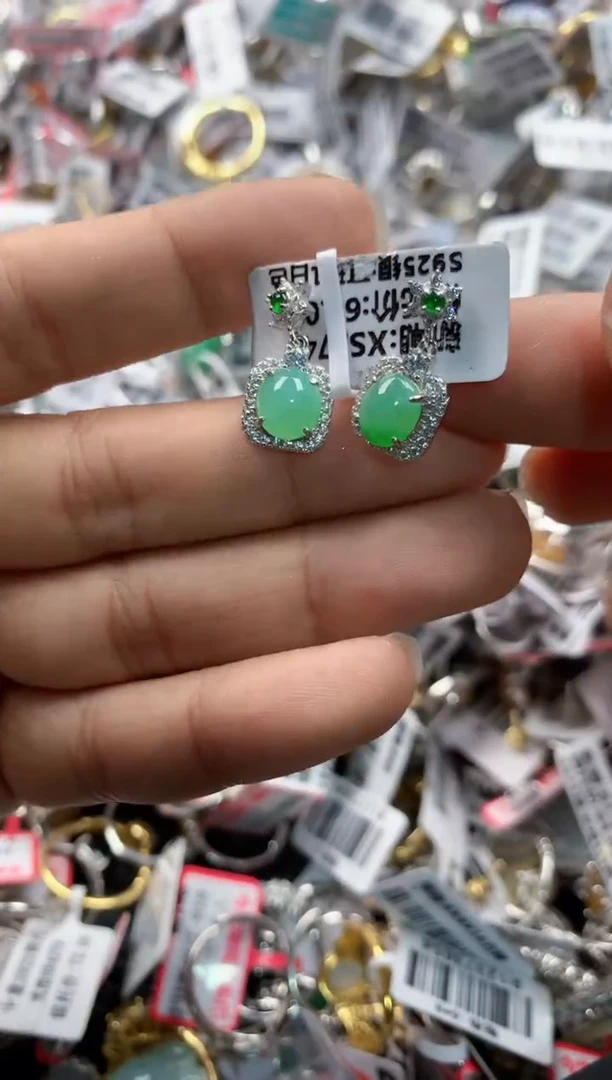 银S925镶嵌戒指翡翠15    1