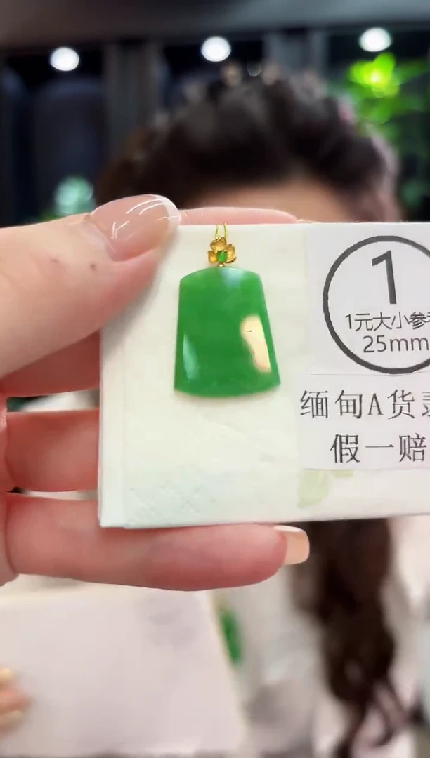 颈饰18K金镶嵌翡翠  缅料A货/支持复检/一件