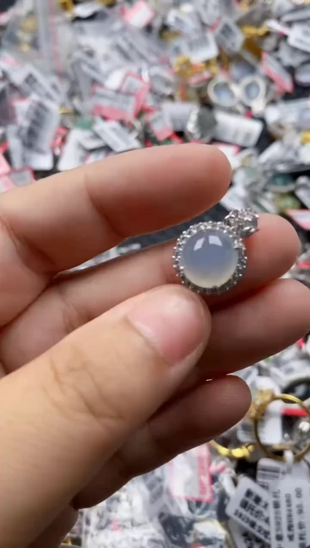 翡翠戒指银S925镶嵌6666---3