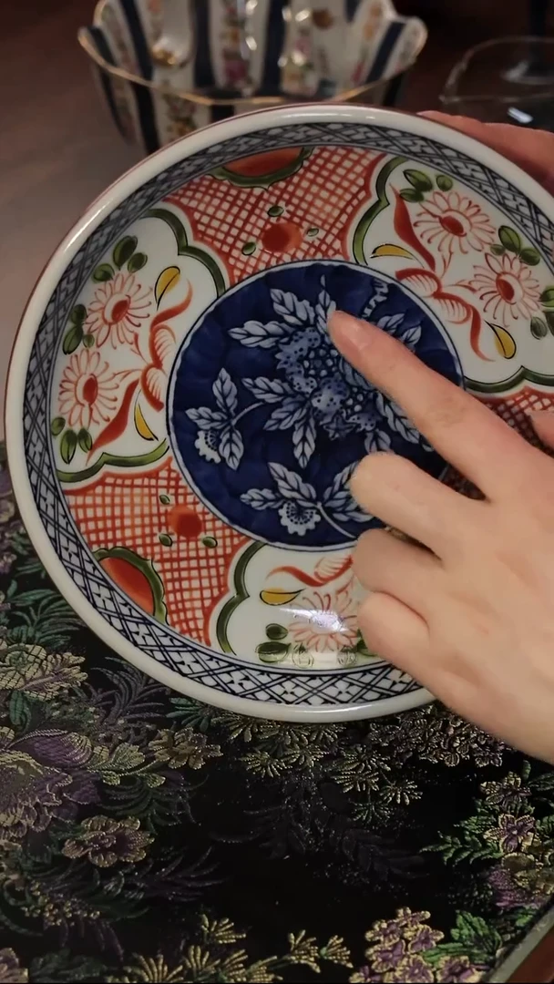 青花赤绘圆盘@@@@@