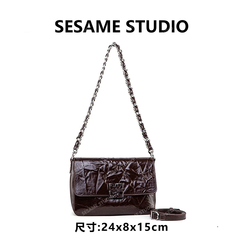 【芝麻集】QYX-98206-巧克力休闲时尚百搭腋下女包