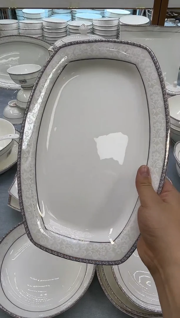 骨瓷 玲珑12方鱼个