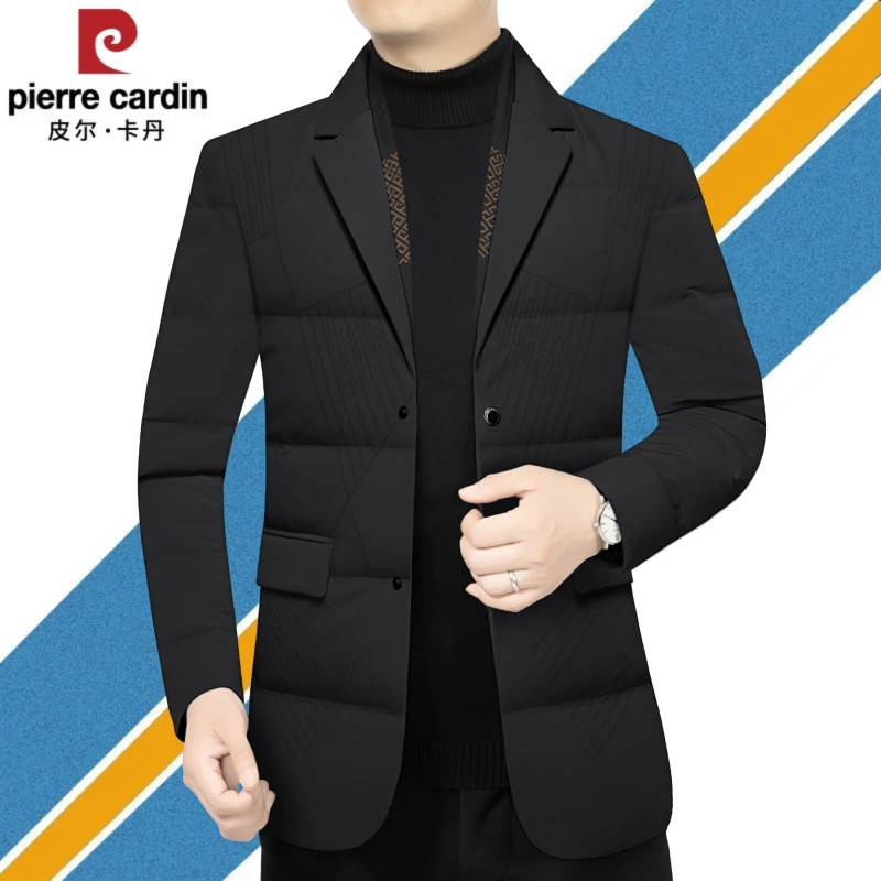 皮尔卡丹鹅绒西服羽服男外套2026冬季新款轻薄羽绒西装夹克