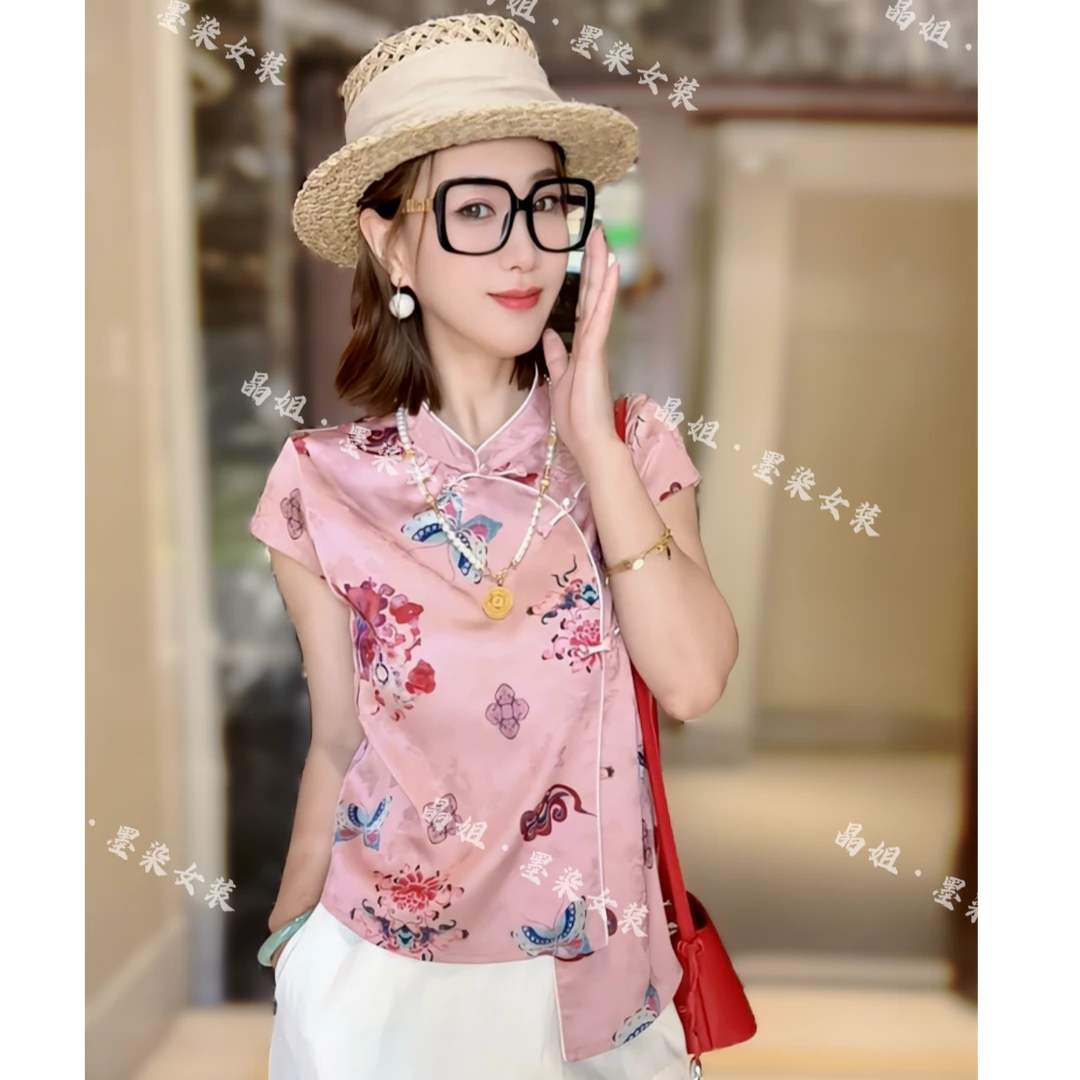 （晶姐专属）印染薄款短袖常规款上衣民族风春夏中国风女装