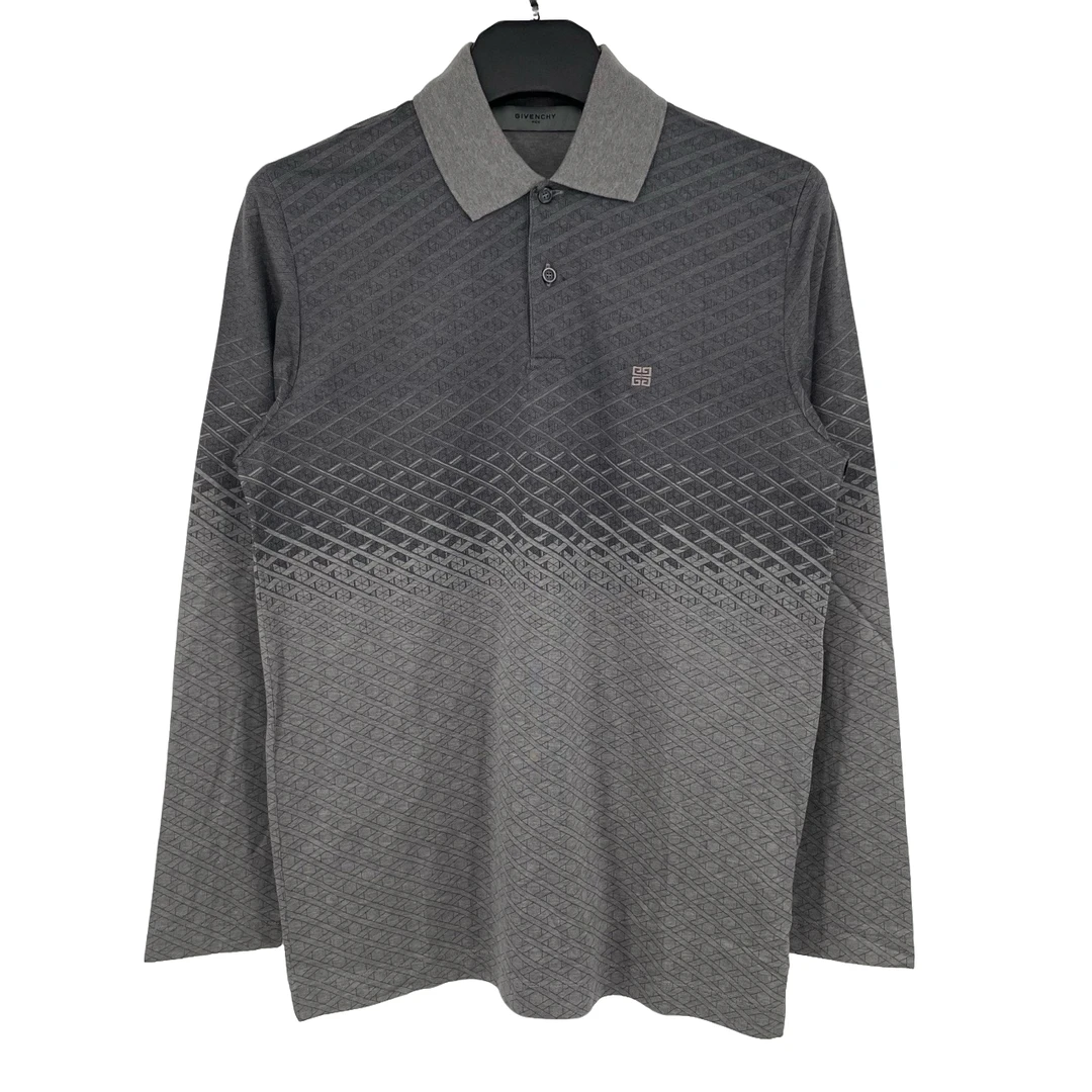 全新未使用 Givenchy/纪梵希 四宫格渐变长袖polo A 叶子112