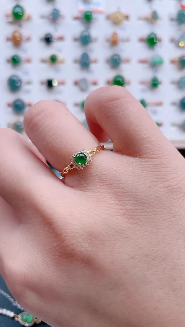 银S925镶嵌戒指翡翠天然翡翠