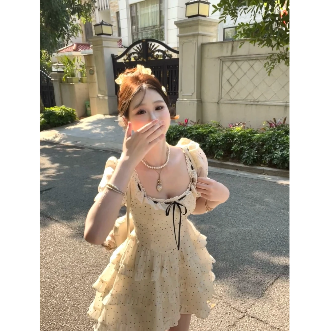 【慕斯甜心】法式甜美温柔风波点蓬蓬甜美乖巧连衣裙