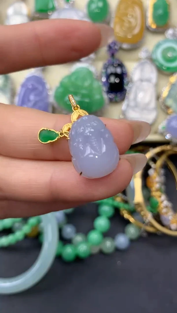 翡翠18K金镶嵌颈饰284-雪姐翡翠天天见