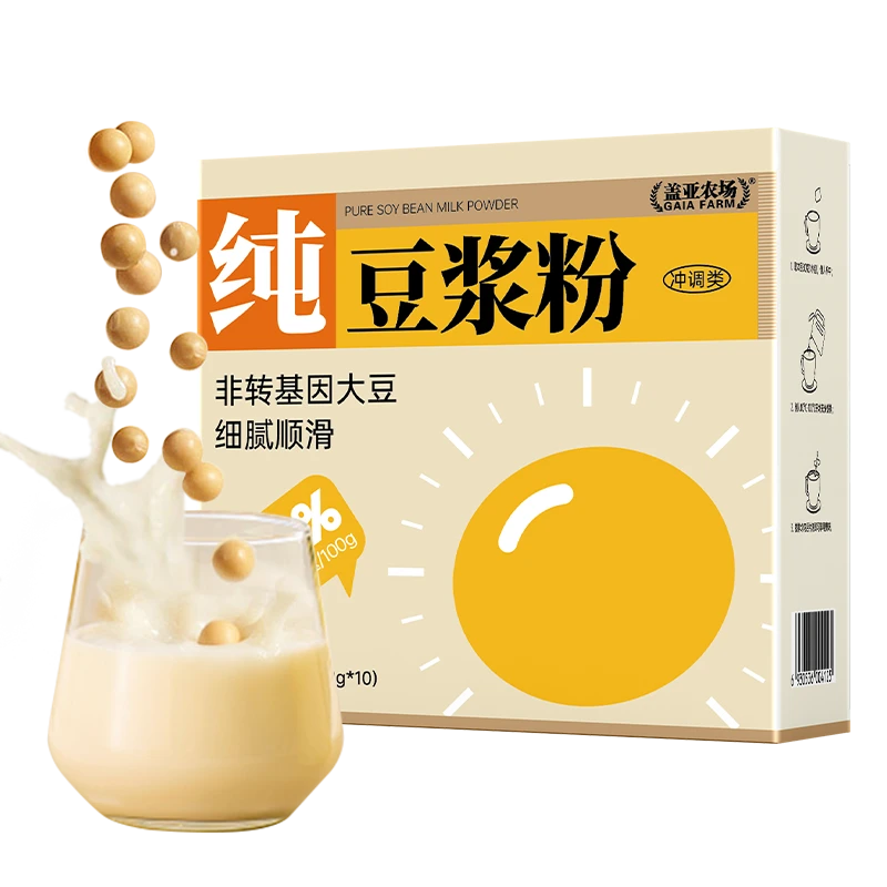 盖亚农场 纯原味豆浆粉220g早餐营养冲饮高蛋白冲泡黄豆大豆粉