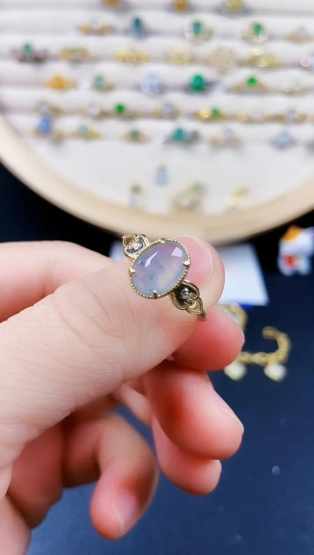 翡翠戒指银S925镶嵌4565464