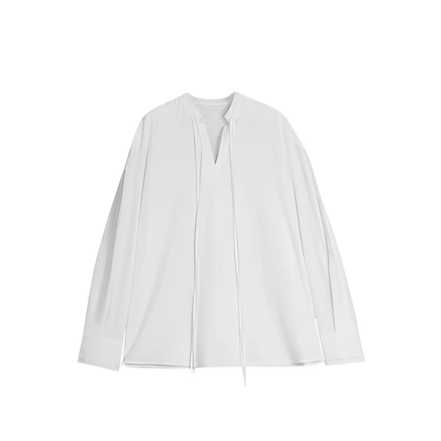 法式设计感长袖V领衬衫0626