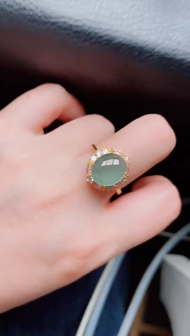 【闪购商品】翡翠戒指银S925镶嵌天然a货翡翠486