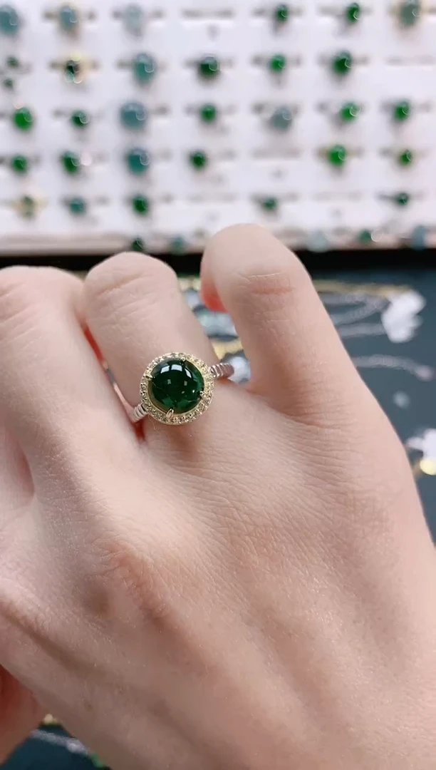 【闪购商品】翡翠戒指银S925镶嵌天然翡翠