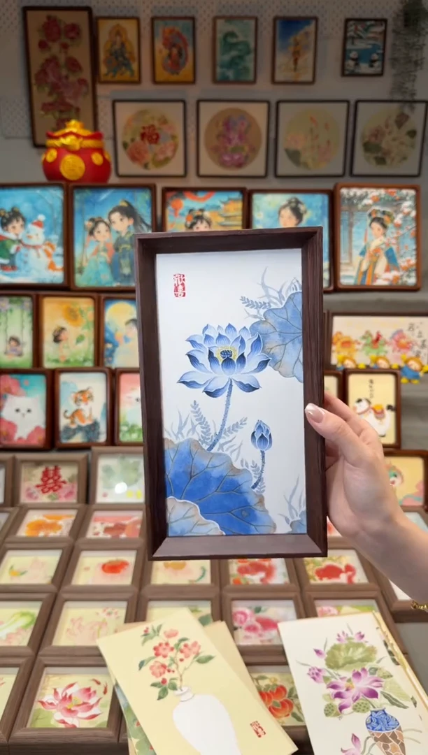 国画蓝莲花 手绘国画27