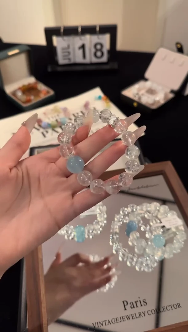 水晶手链合金绿阿塞f1168