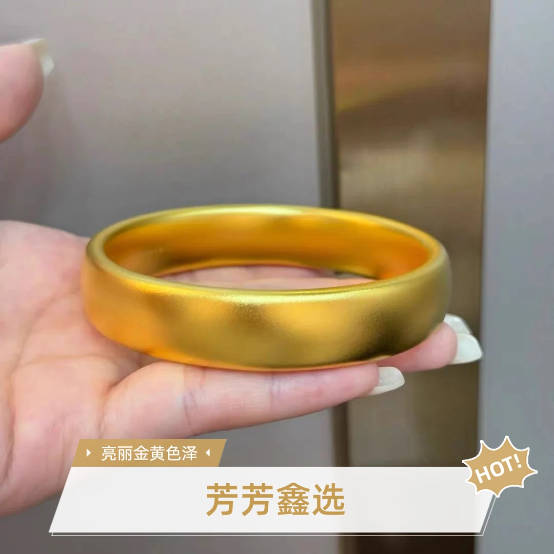 足银手镯 足银轮胎宽版磨砂光面镯12mm14mm大克重宽条不掉色手镯