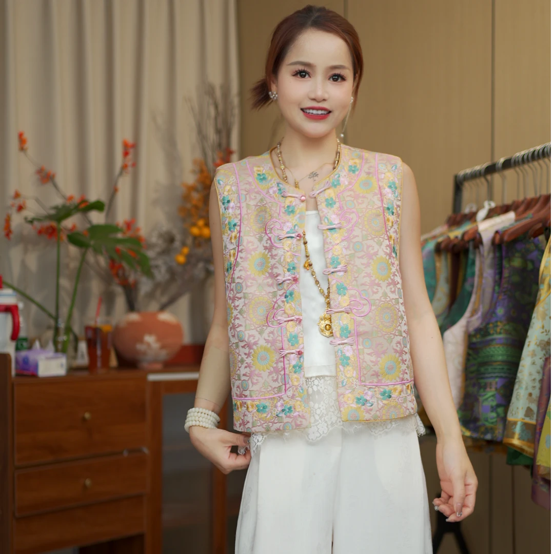 CHUNTIAN/椿锦【挽禾】新中式宋锦提花女马甲