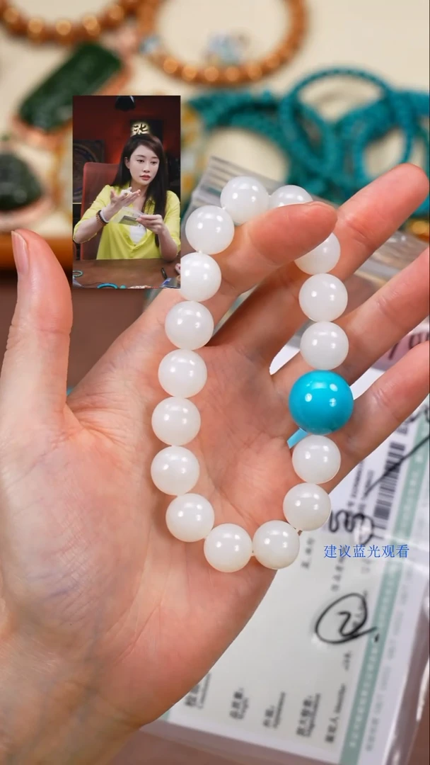 未镶嵌手串和田玉青*～柒禧文玩回血好物