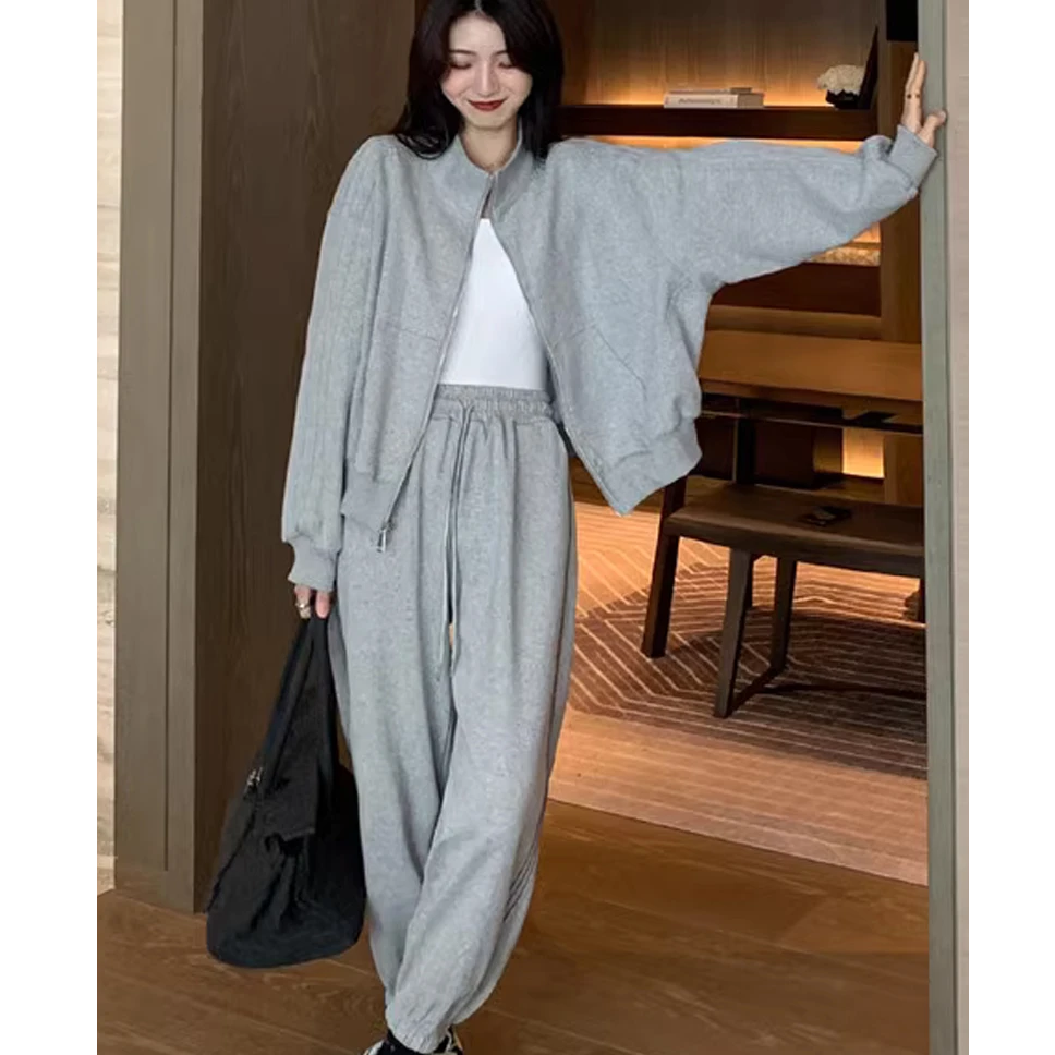 103 春季新款网红减龄显瘦洋气时尚休闲运动连帽卫衣阔腿裤套装女