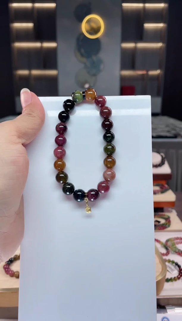 未镶嵌老矿碧玺单圈手串9mm+碧玺（多样性发一条）Q