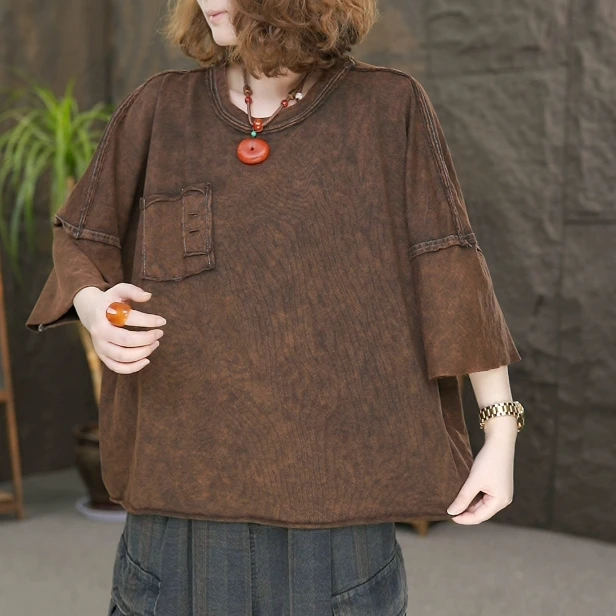 AA欧货重磅夏季复古宽松短袖女2025新款高级感漂亮穿搭上衣