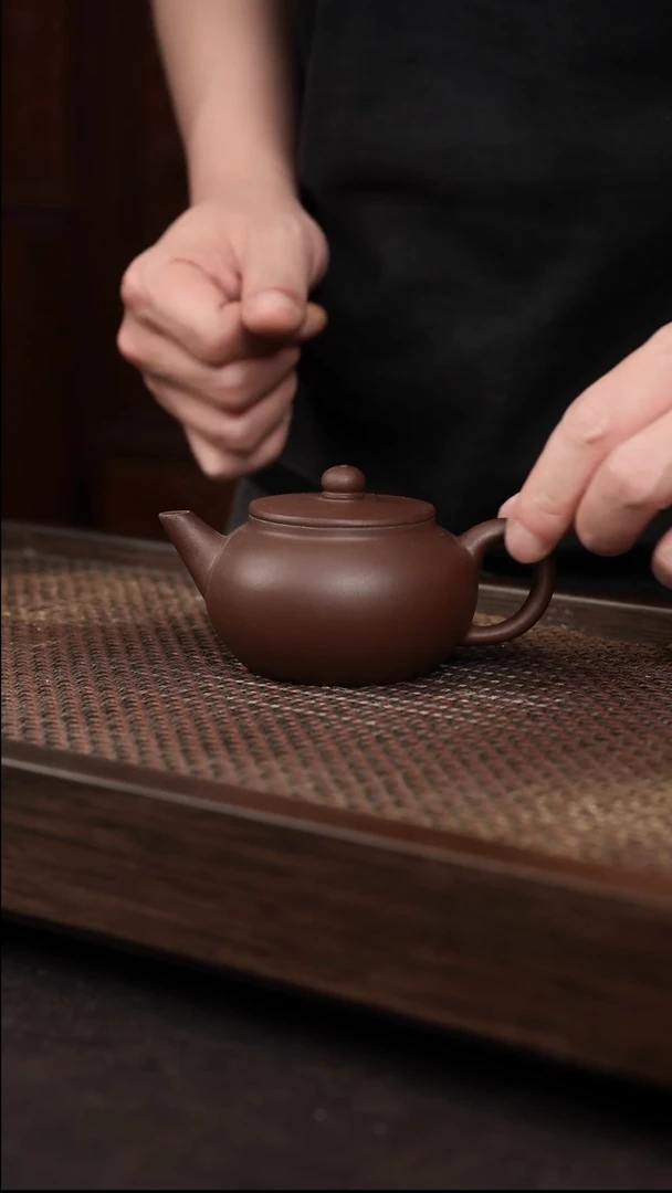 茶壶紫砂紫泥平盖水平