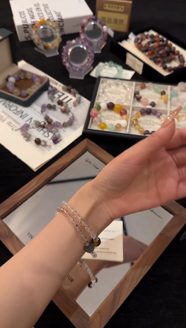 未镶嵌手链水晶黑金超七双圈x2735